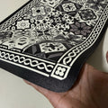 Coffee Bar Mat for Countertop, 12 x 19 in, Black and White Tile Print, Rubber Backed