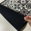 Coffee Bar Mat for Countertop, 12 x 19 in, Black and White Tile Print, Rubber Backed