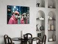 Sheep Duo in Pink Puffer Jackets Glass Wall Art