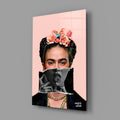 Contemporary Floral Crown Portrait Glass Wall Art || Designer Collection