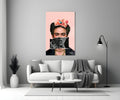 Contemporary Floral Crown Portrait Glass Wall Art || Designer Collection