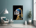 Contemporary Girl with Pearl a Earring Glass Wall Art || Designer Collection