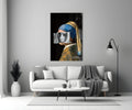 Contemporary Girl with Pearl a Earring Glass Wall Art || Designer Collection
