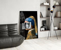 Contemporary Girl with Pearl a Earring Glass Wall Art || Designer Collection
