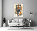 Watercolor Prowling Tiger Splash Glass Wall Art