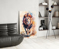 Watercolor Splash Walking Lion Glass Wall Art