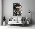Teal Gold Spartan Helmet Glass Wall Art