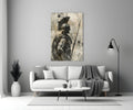 Sepia Spartan With Spear Glass Wall Art