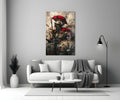 Red Crest Gladiator Shield Glass Wall Art