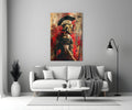 Crimson Splatter Gladiator Glass Wall Art