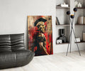 Crimson Splatter Gladiator Glass Wall Art