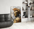 Golden Spartan Helmet Clouds Glass Wall Art