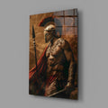 Bare Chested Spartan Spear Glass Wall Art