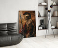 Bare Chested Spartan Spear Glass Wall Art