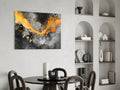 Orange Ink Wave Gray Marble Glass Wall Art
