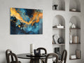 Turquoise Amber Ink Marble Flow Glass Wall Art