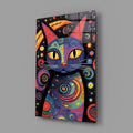Night Cat Glass Wall Art || Designer Collection