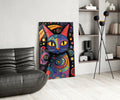 Night Cat Glass Wall Art || Designer Collection