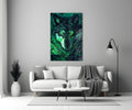 Glowing Green Eyes Fern Wolf Glass Wall Art