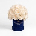 Essence Royal Blue Suede Superdome Box | White Roses