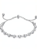 Inc Silver-Tone Crystal Beaded Slider Bracelet