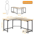 Elephance L-shaped Corner Computer Desk Workstation Wood andMetal Large Size