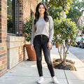 Paige Transcend Verdugo Skyline Mid Rise Skinny Jeans in Black Shadow, Size 24