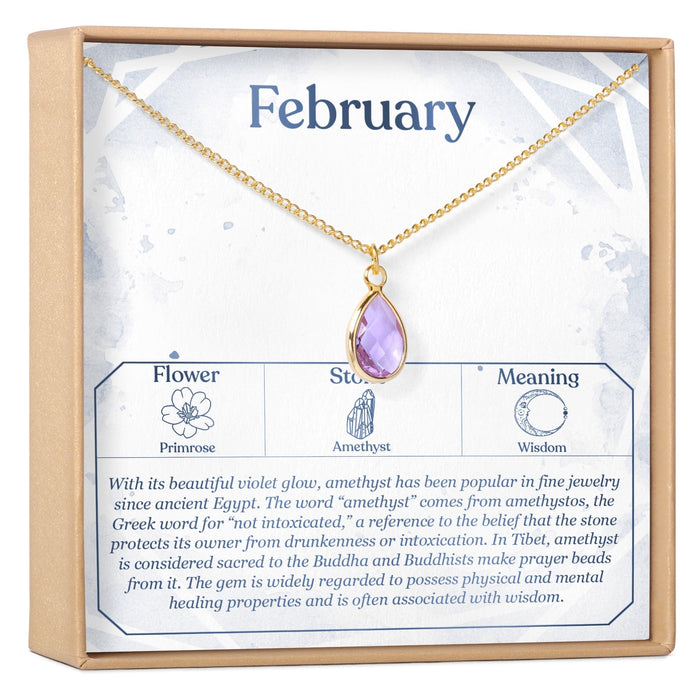 February Birthday Amethyst Birthstone Necklace