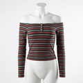 Ultra Flirt by Ikeddi Juniors Striped Off-The-Shoulder Top, Size Large