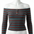 Ultra Flirt by Ikeddi Juniors Striped Off-The-Shoulder Top, Size Large