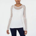 Ultra Flirt by Ikeddi Juniors Mesh Bell-Sleeve Top, Size Medium