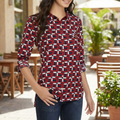 Tommy Hilfiger Womens Printed Collar Button Top, Size XS
