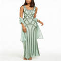 J Kara Embellished Gown & Scarf, Size 14