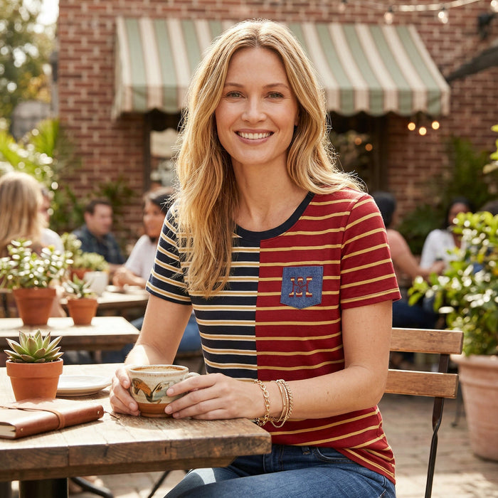 Tommy Hilfiger Striped Patch-Pocket T-Shirt, Size XS