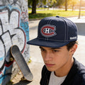 NHL Montreal Canadiens Mens Oversized Logo Flat Visor Flex Cap Large/X-Large