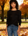 WallFlower Junior's Balloon Long Sleeve Top, Jet Black, Small