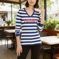 Tommy Hilfiger Womens Blue Striped Long Sleeve  top, Sapphire, Size M