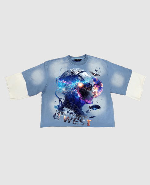 G WEST 3/4 TWO TONE SLEEVE MATAL FUTURE COTTON JERSEY TEE