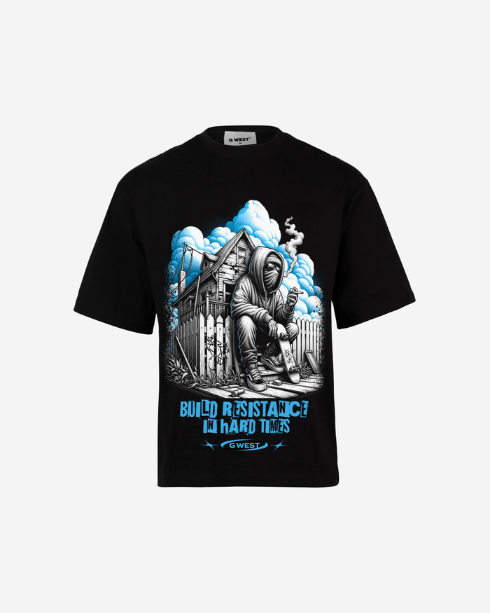 G WEST BUILD RESISTANCE IN HARD TIME OVERSIZED T-Shirt Mens