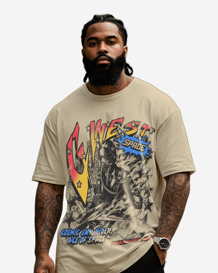 G West Cosmic Sky Ride Acid Wash Double Hit T-Shirt Big and Tall Mens