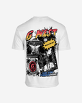 G West Mens Cosmic Sky Ride Double Hit Premium Oversized  Tee Front And Back Print
