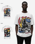 G West Mens Cosmic Sky Ride Double Hit Premium Oversized  Tee Front And Back Print