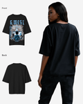 G West Womens Game of G Baby Blue Black Oversized Tee