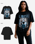 G West Womens Game of G Baby Blue Black Oversized Tee