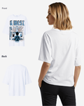 G West Womens Game of G Baby Blue Black Oversized Tee