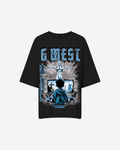 G West Womens Game of G Baby Blue Black Oversized Tee