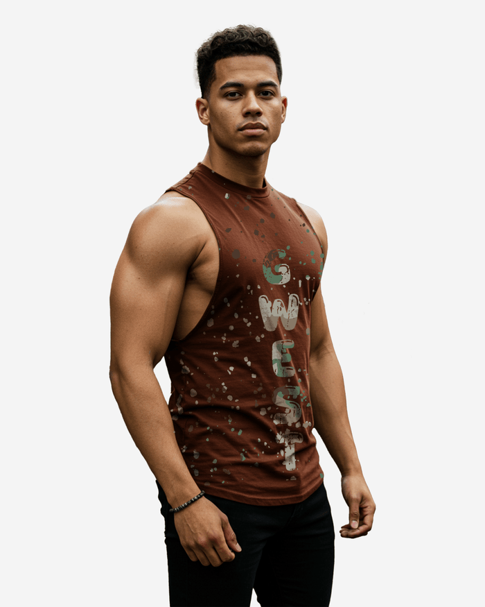 G  WEST LOGO ARMY SPLATTRE BROWN TANKS