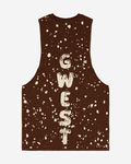 G  WEST LOGO MENS BROWN TANKS