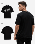 G West Mens Oversized Cursive Logo Black Tee