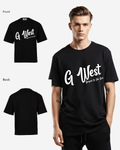 G West Mens Oversized Cursive Logo Black Tee